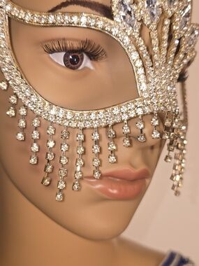 Crystal Marquise Tiara Crown Mask in Siver And Clear Rhinestones